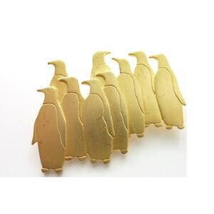 Vintage Designer Signed JJ 1988 Penguin Brooch Costume Pin Gold Tone 3 inch